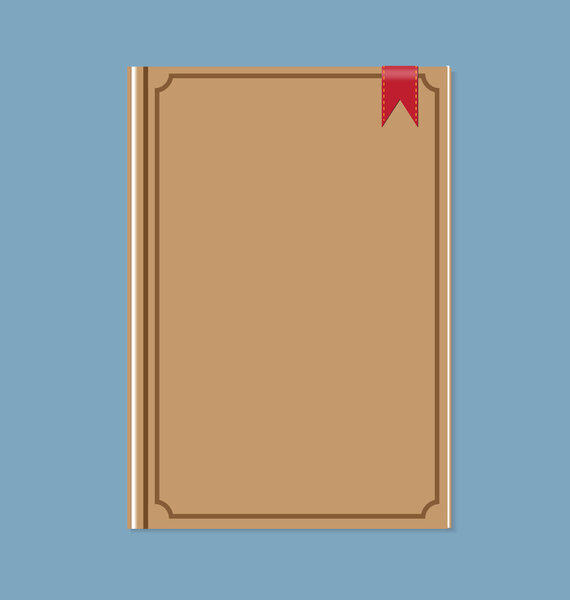closed Brown Book With red ribbon bookmark vector illustration