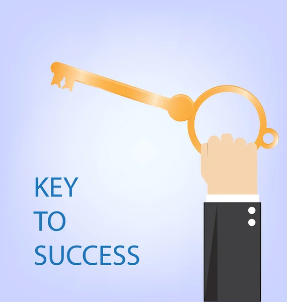 Nyckeln till framgång, hand affärsman med Guldnyckeln, vektor illust — Stock vektor