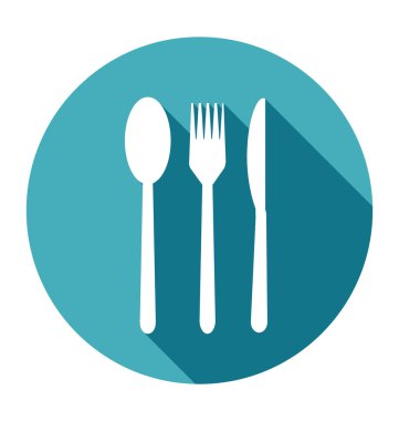 uzun gölgeler ile düz tarzı bıçak, çatal ve kaşık Icons set