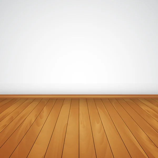 Realistischer Holzboden und weiße Wandvektorillustration — Stockvektor