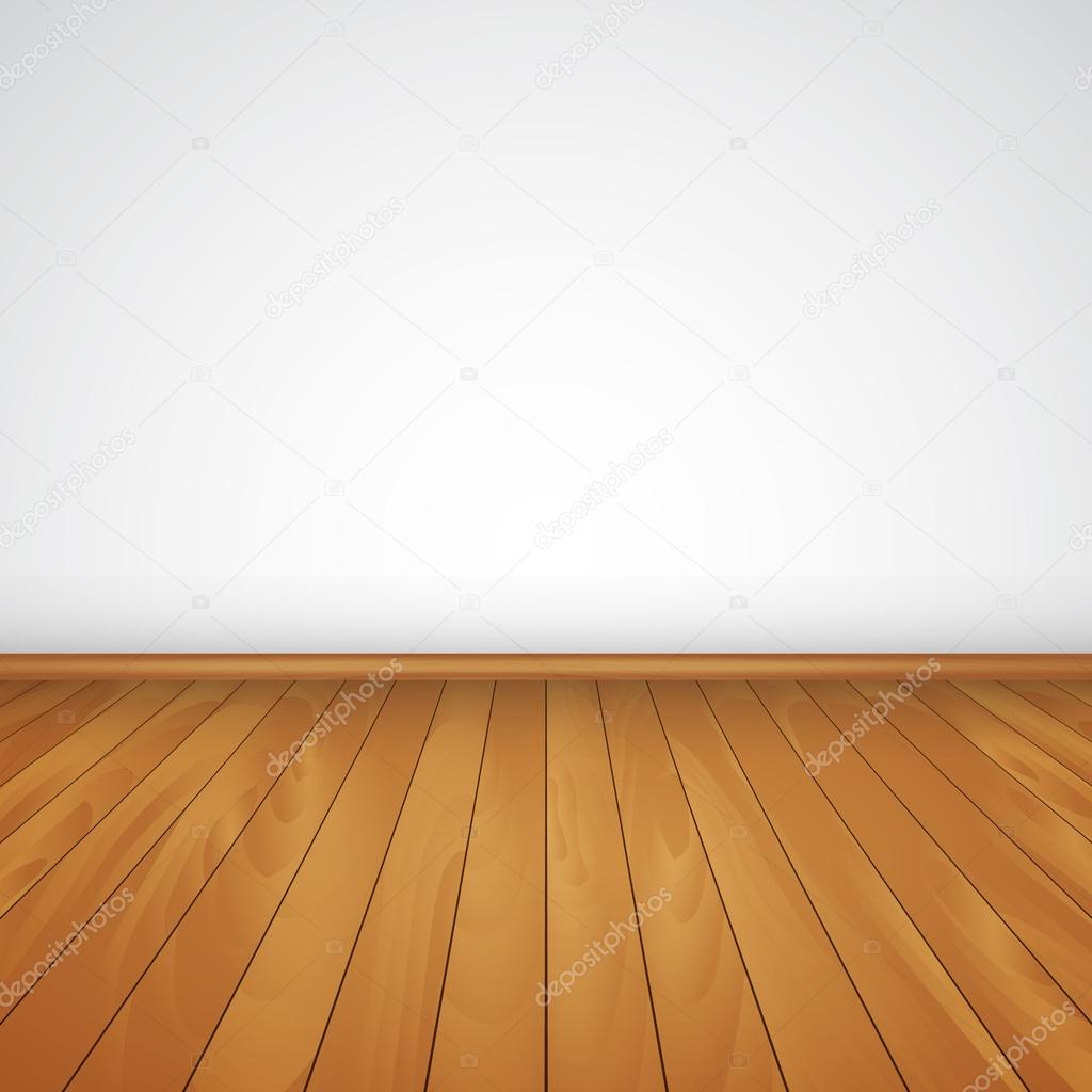 realistic wood floor and white wall  vector illustration