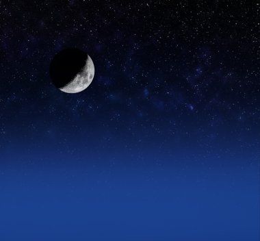 Hilal ay yıldızlı gökyüzü üzerinde 