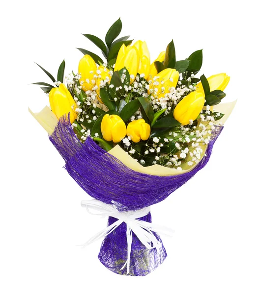 Yellow tulips bouqet — Stock Photo, Image