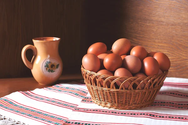 装满鸡蛋的篮子 — 图库照片
