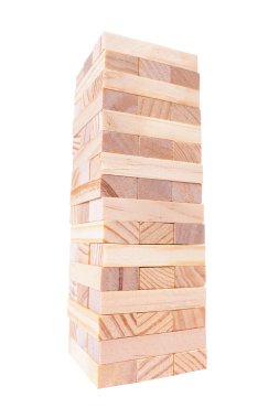 Beyaz arka plan üzerinde izole Jenga Kulesi