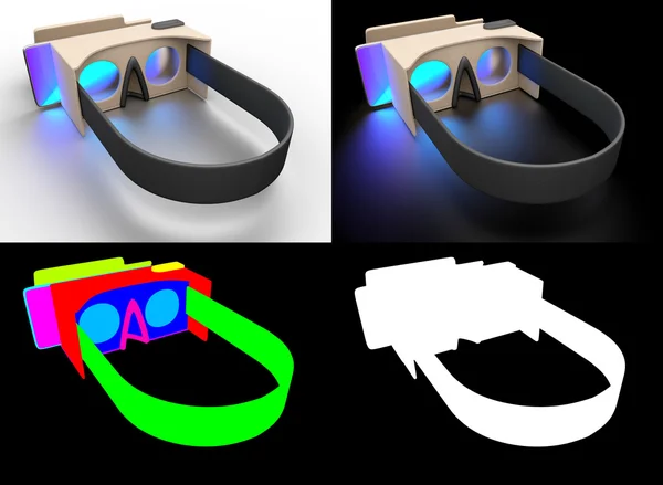 Óculos de papelão realista fones de ouvido realidade virtual . — Fotografia de Stock