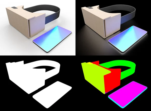 현실적인 판지 안경 간단한 스마트폰으로 가상 현실 헤드셋. — 스톡 사진