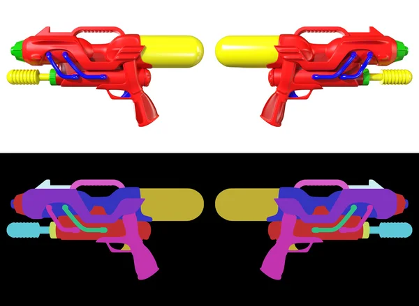 3D renderização de um conjunto de pistola de água isolada no fundo branco . — Fotografia de Stock