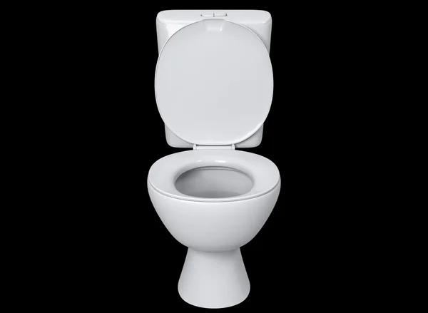 3D rendering front view toilet seat detail isolated on black background. — Stock Photo, Image