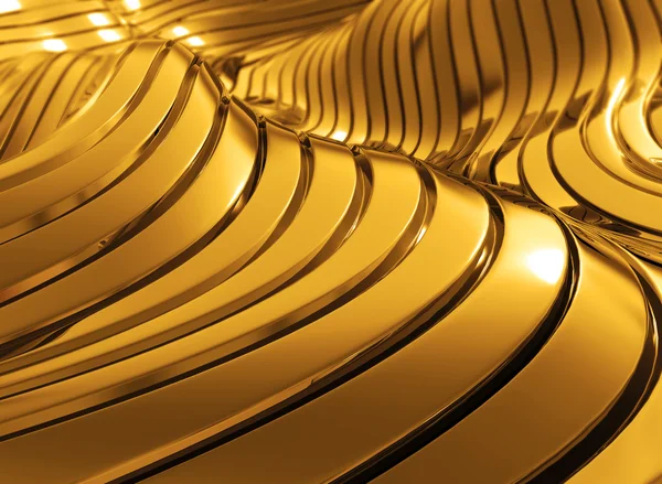 3D rendering moderne luxe glimmende gouden Golf abstracte achtergrond — Stockfoto