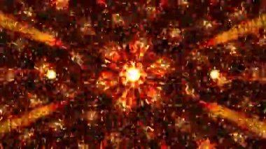 Altın ve kırmızı fraktal çiçek, kırmızı ve sarı çiçek Dürbünü hareketli arka plan.