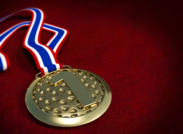 Golden medal on the red background. — Stock Photo, Image