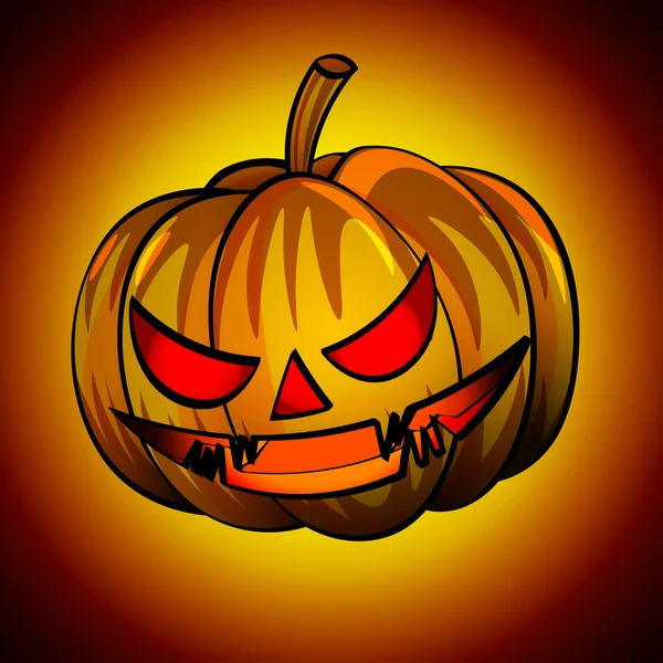 Jack-o'-lanterns orange pumpkin head with a scary expression. — Stock Vector