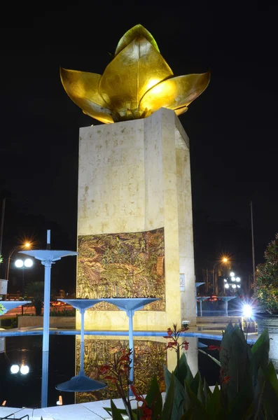 At night monument tower on Brawijaya Museum Royalty Free Stock Images