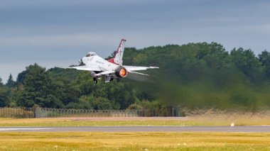 Fairford, UK - 15th July 2017: USAF F16 Thunderbird formation team aircraft in flight clipart