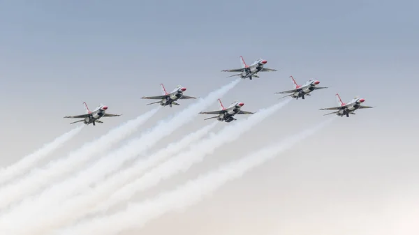 Fairford 15Th July 2017 Usaf F16 Thunderbird Formation Team Aircraft — Stock Photo, Image