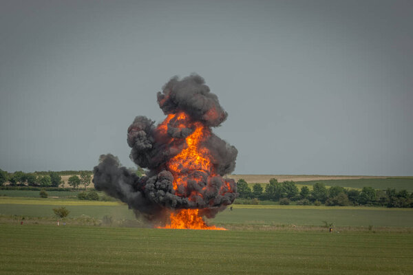 Large explosion in field