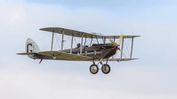 Old Warden 4Th August 2019 Vintage Havilland Biplane Aircraft Flight — Stock Photo, Image