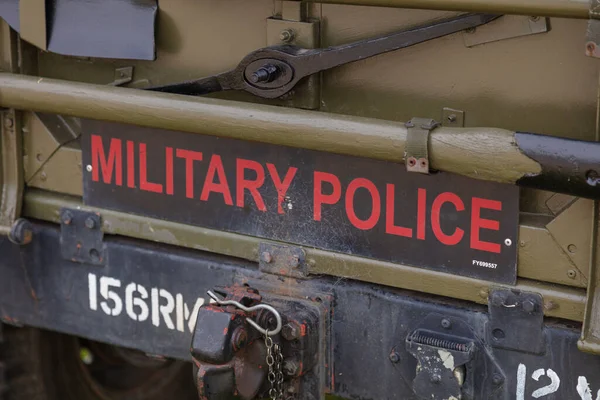 Mitary Police Sign Rear British Army Vehicle — Stock fotografie