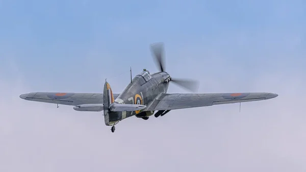 Old Warden Augustus 2019 Een Vintage Ww2 Hawker Hurricane Vlucht — Stockfoto