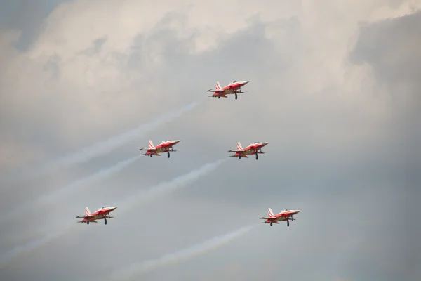 Αεροσκάφη Patrouille Suisse F5 εμφανίζει ομάδα — Φωτογραφία Αρχείου