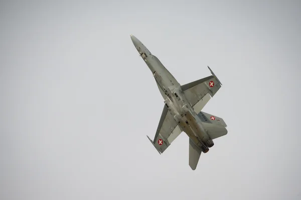 Samolot myśliwski szwajcarskich sił powietrznych F18 Hornet — Zdjęcie stockowe