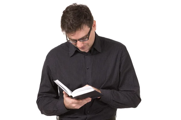 Man reading interesting book — Stock Photo, Image