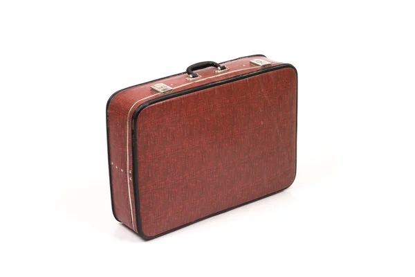 Vintage porysowany walizka brązowy biały. — Zdjęcie stockowe