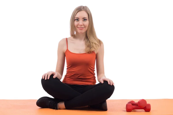 Hübsche Frau in Meditationspose. — Stockfoto