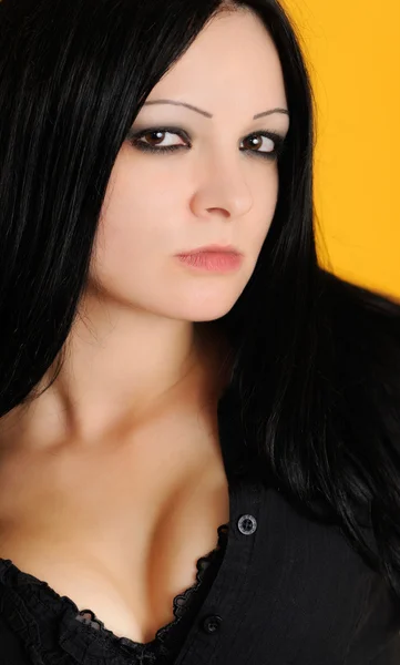 Portret piękne czarne włosy dziewczyna — Zdjęcie stockowe