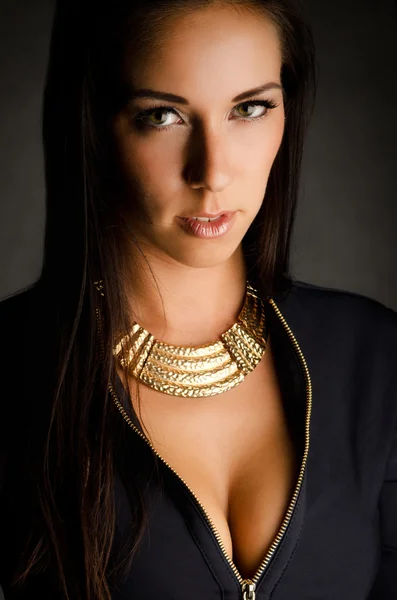 güzel bir kahverengi saçlı kız portresi