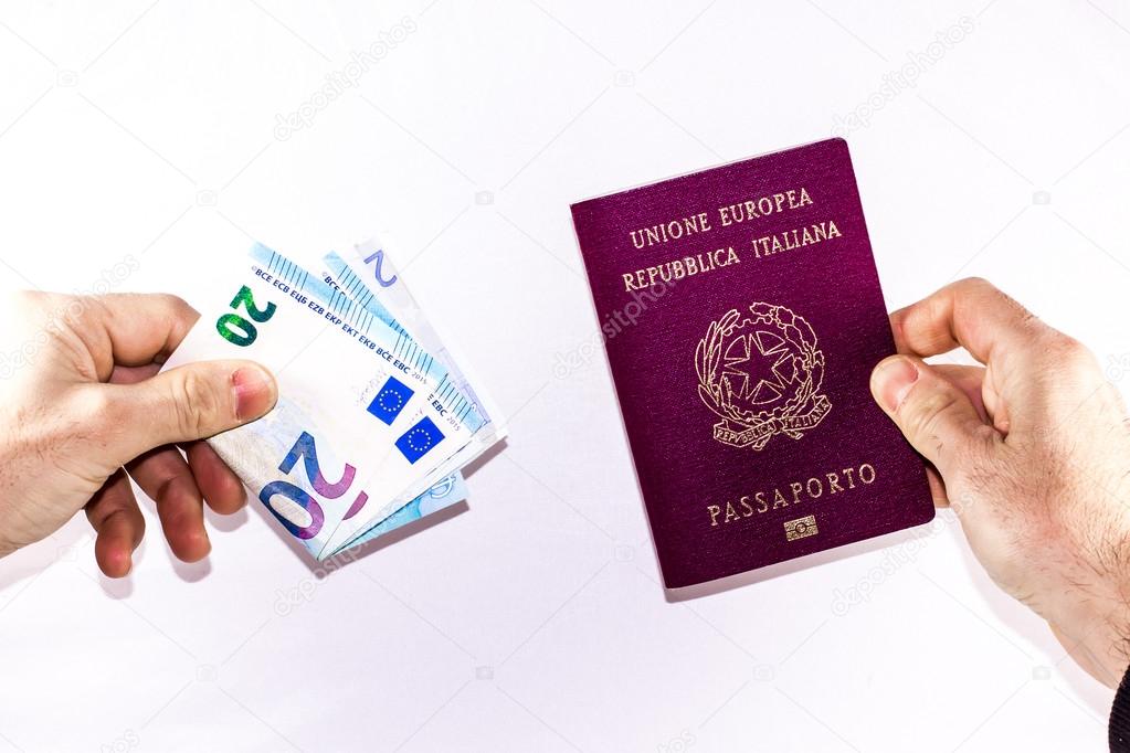pay some banknotes of euros for the Italian passport