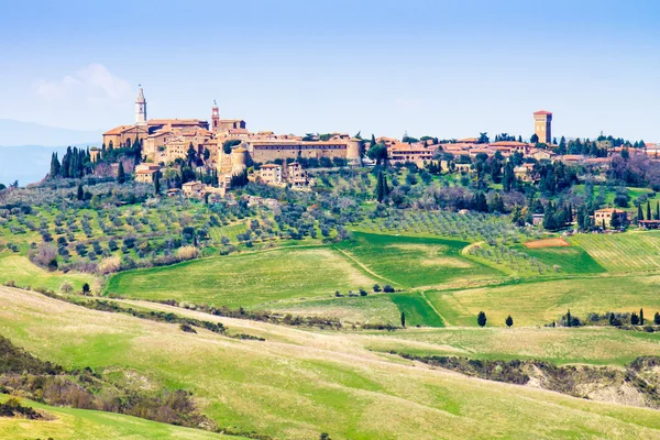 Panoráma města Pienza, v Toskánsku, Itálie — Stock fotografie