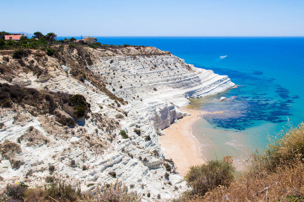 The Scala dei Turchi(Italian: Stair of the Turks), a rocky cliff on the southern coast of  Sicily, Italy.