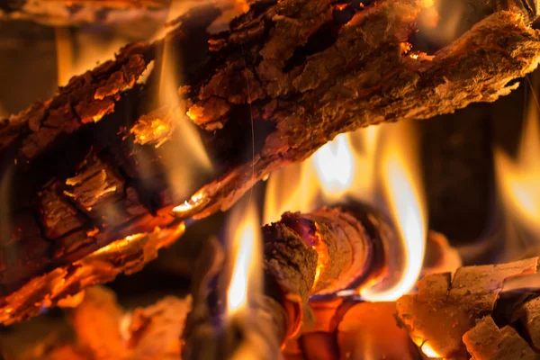 Closeup of burning wood — Stock Photo, Image