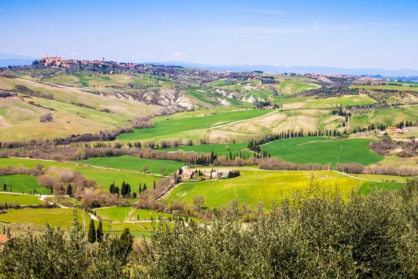 Toskanische Landschaft, Blick auf das grüne Val d 'orcia — Stockfoto
