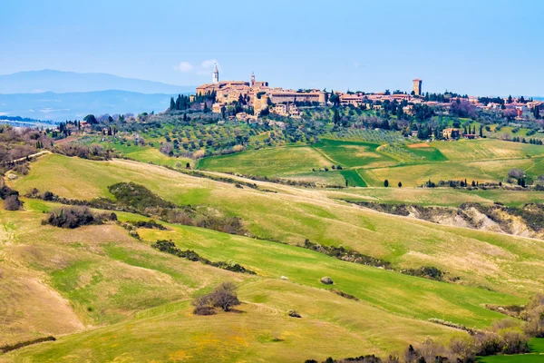 Toszkán Táj Kilátással Val Orcia Pienza Városban — Stock Fotó