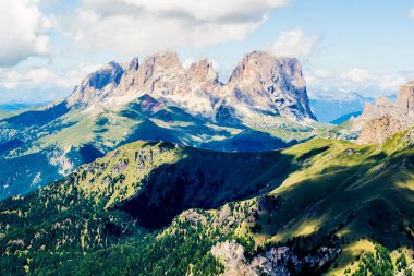 panoramik Langkofel grubunun bir massif Dolomites içinde