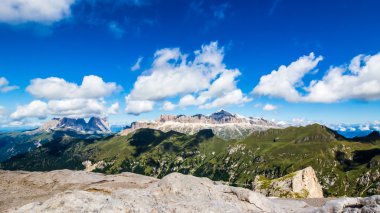 panoramik Sella ve Langkofel, massifs içinde grupları