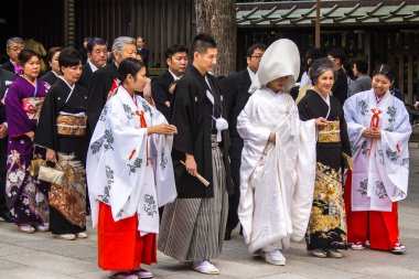 Tokyo, Japonya - 10 Ekim 2015: Tipik bir Şinto kutlama