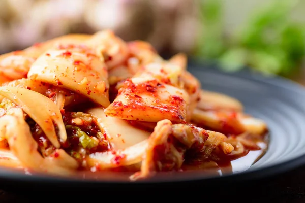 Cibo Coreano Cavolo Kimchi Sul Piatto Pronto Mangiare Cibo Sano — Foto Stock