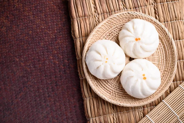 Ångkokta Bullar Fyllda Med Malet Fläsk Asiatisk Mat — Stockfoto