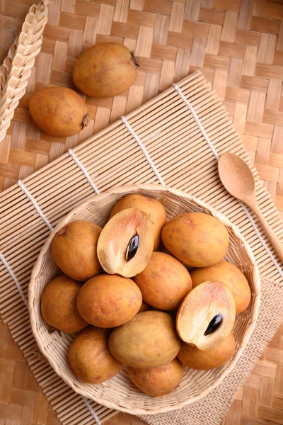 Sapodilla Fruit Manilkara Zapota Other Names Sapota Chikoo Chico Naseberry — Stock Photo, Image