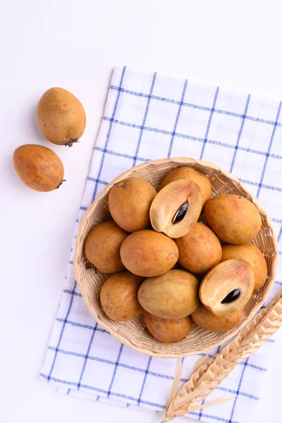 Sapodilla Fruit Manilkara Zapota Other Names Sapota Chikoo Chico Naseberry — Stock Photo, Image