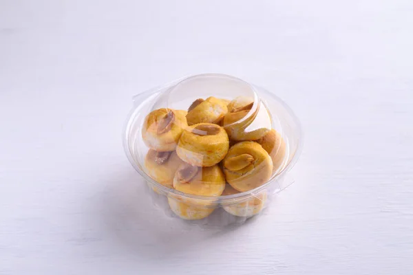 Peanut Cookies Plastic Package White Background Asian Cookies Singapore — Stok Foto