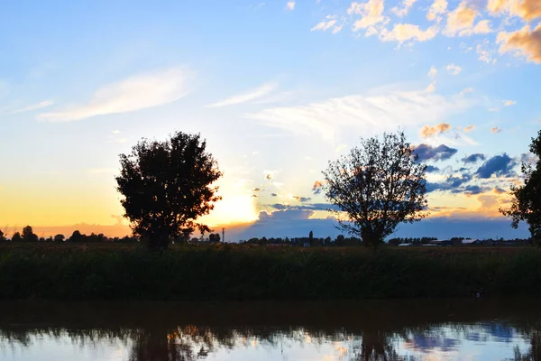 Sunset River Countryside Landscape — Stock Photo, Image