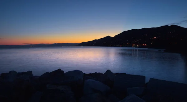 Maravilloso Atardecer Sobre Mar Camogli Liguria — Foto de Stock