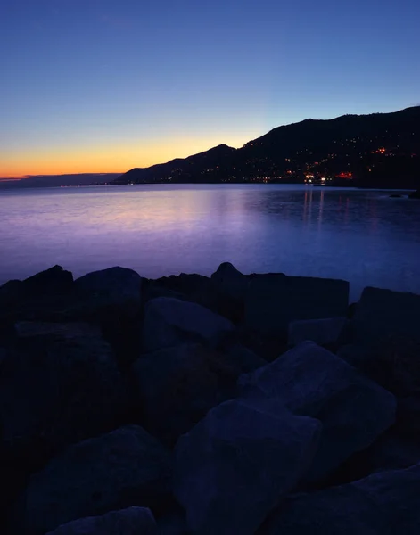 Maravilloso Atardecer Sobre Mar Camogli Liguria — Foto de Stock