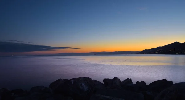 Maravilloso Atardecer Sobre Mar Camogli Liguria — Foto de Stock