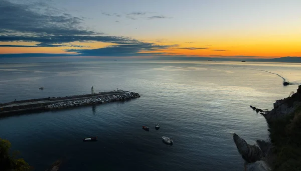 Magnifique Coucher Soleil Sur Mer Camogli Ligurie — Photo